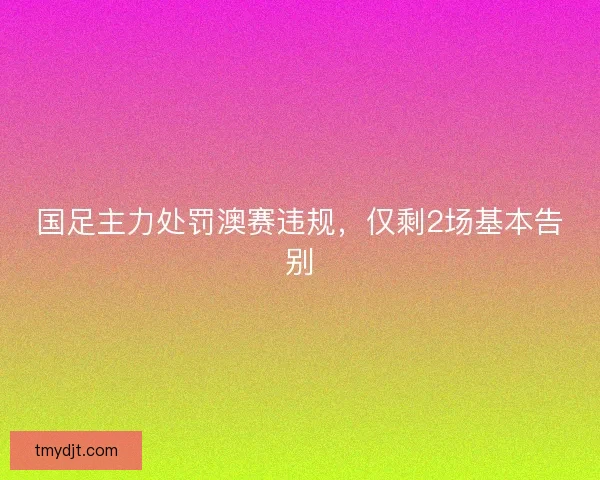 国足主力处罚澳赛违规，仅剩2场基本告别