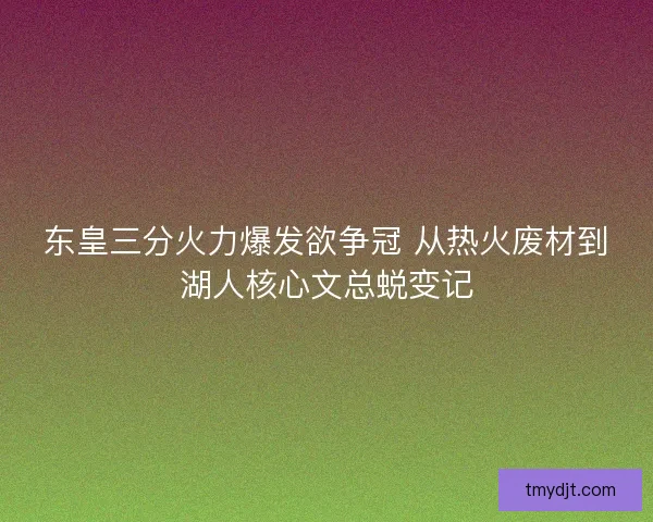 东皇三分火力爆发欲争冠 从热火废材到湖人核心文总蜕变记